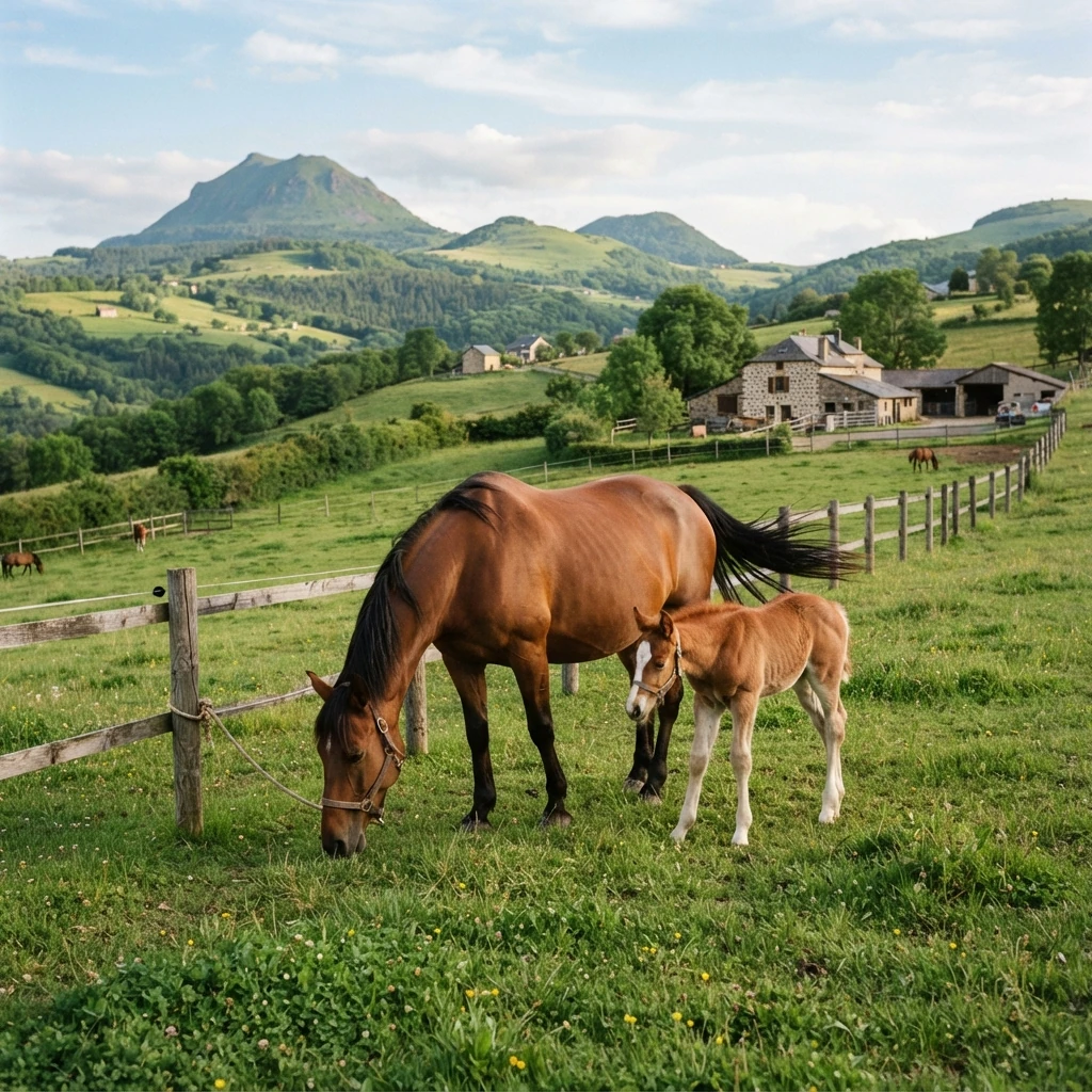 Élevage de chevaux au la ferme équestre des burons, Pailherols